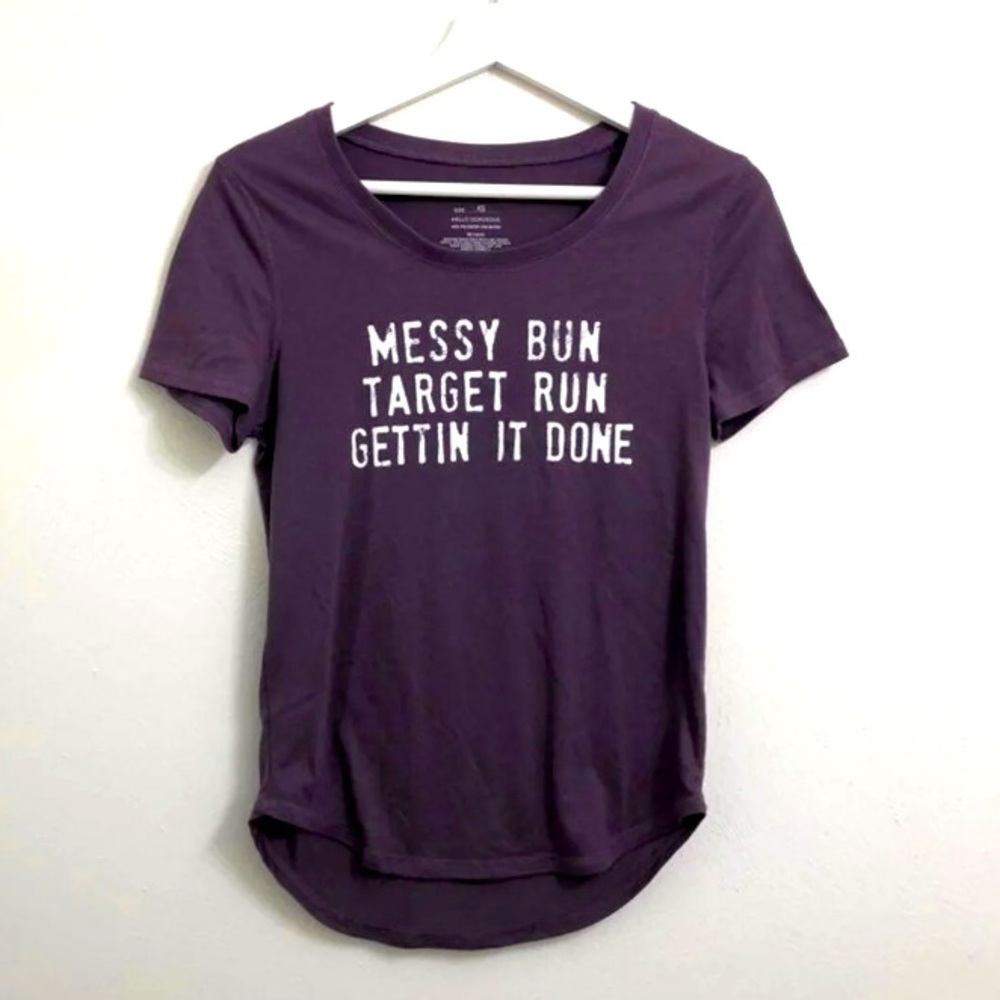 ☀️Messy Bun Purple Short Sleeve Graphic Shirt